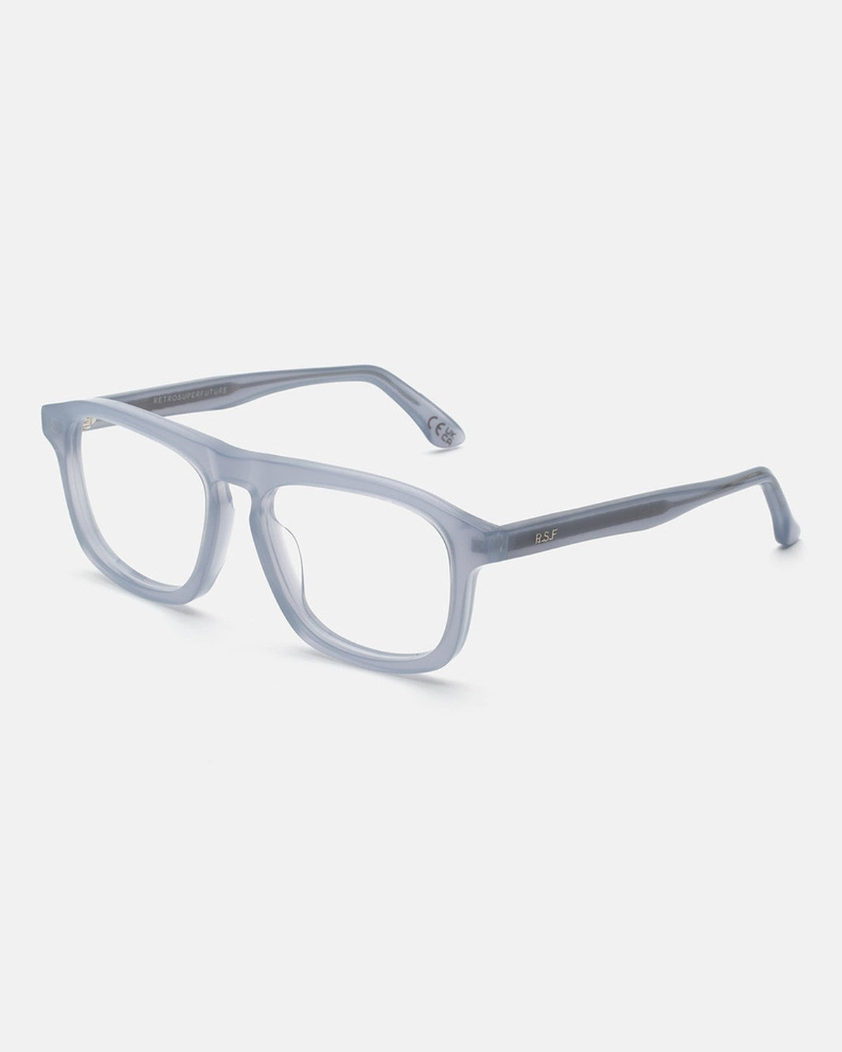 Angled view of RETROSUPERFUTURE Numero 123 Light Blue sunglasses.
