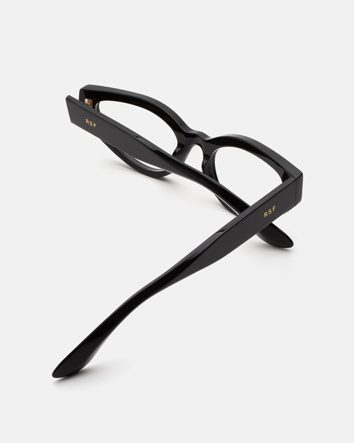 Rear angle view of RETROSUPERFUTURE Numero 124 Black sunglasses showing temples.