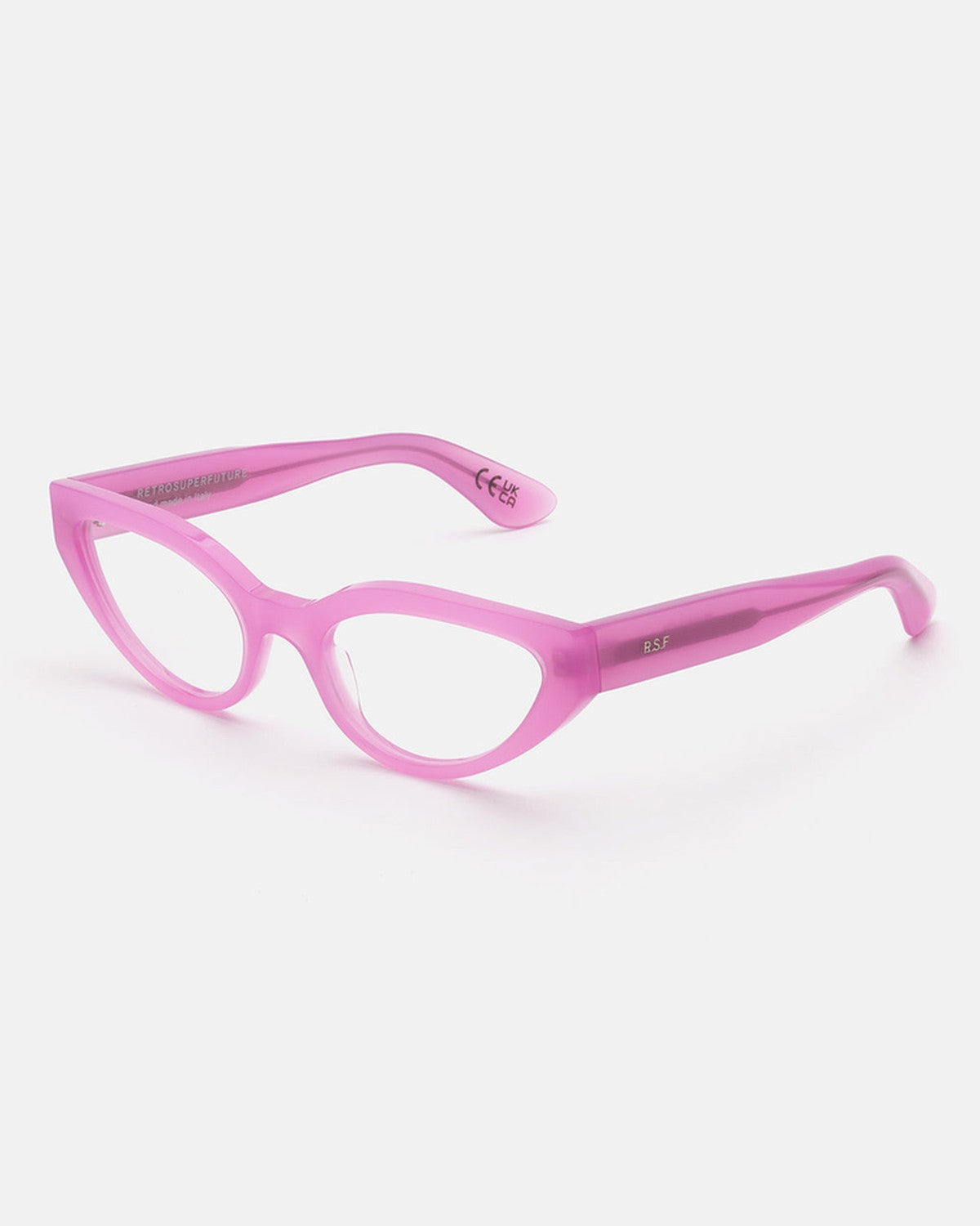 Angled view of RETROSUPERFUTURE Numero 124 Pink sunglasses.
