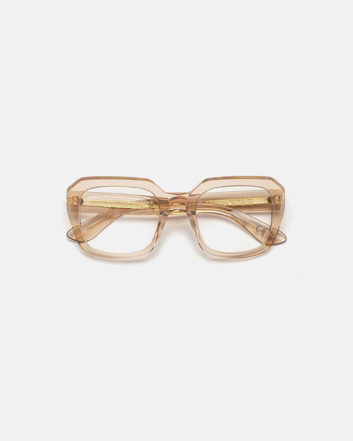 Front view of RETROSUPERFUTURE Numero 125 Cream sunglasses.