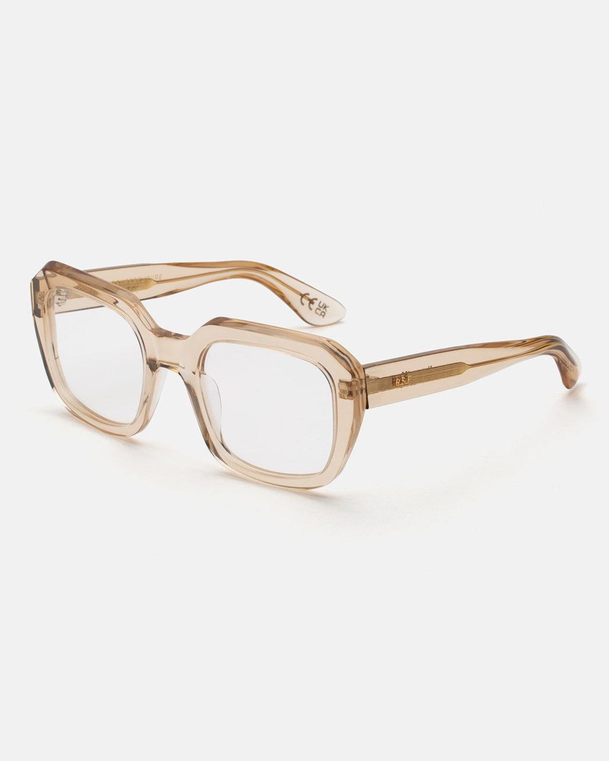 Angled view of RETROSUPERFUTURE Numero 125 Cream sunglasses.