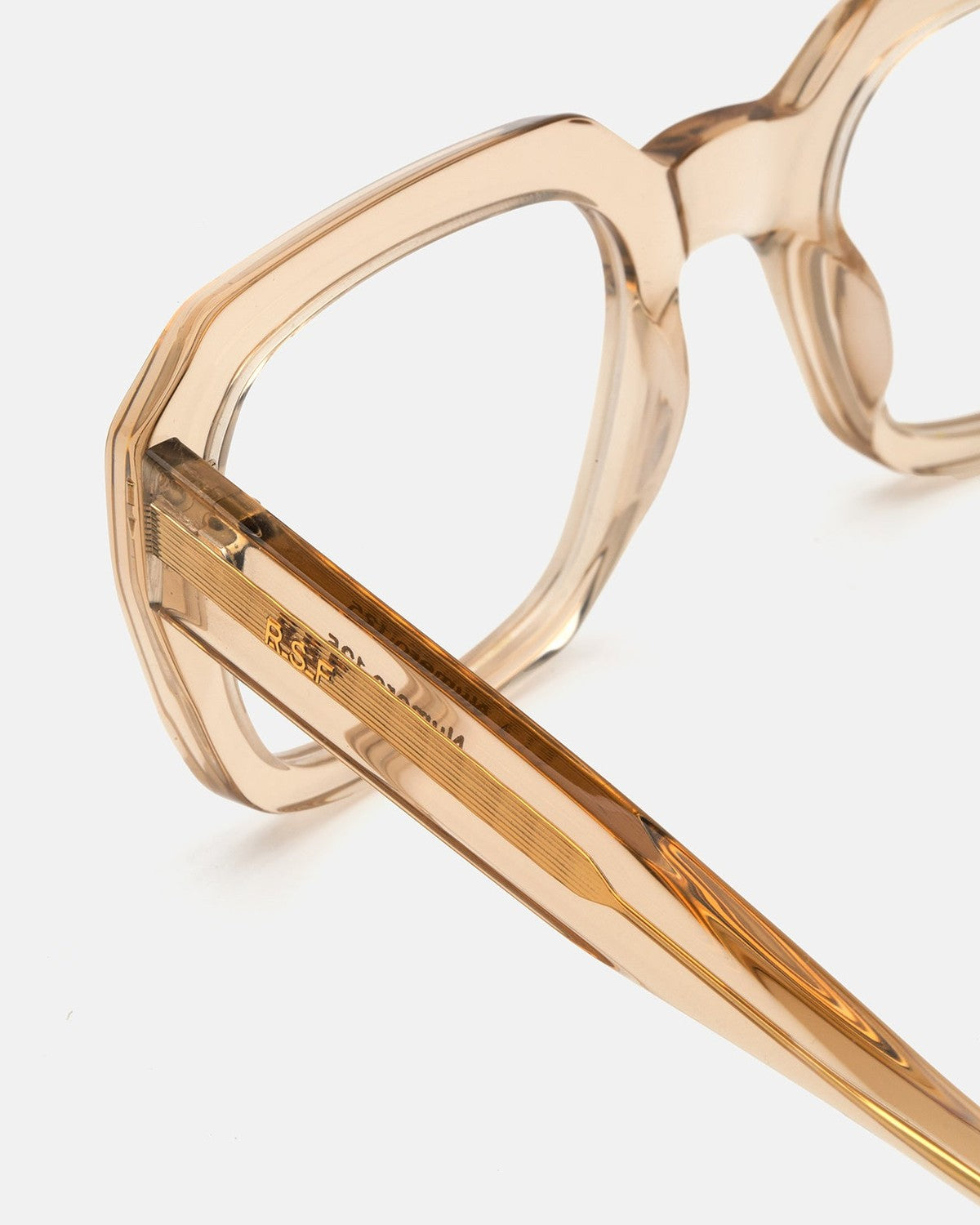 Close-up of the temple detailing on RETROSUPERFUTURE Numero 125 Cream sunglasses.