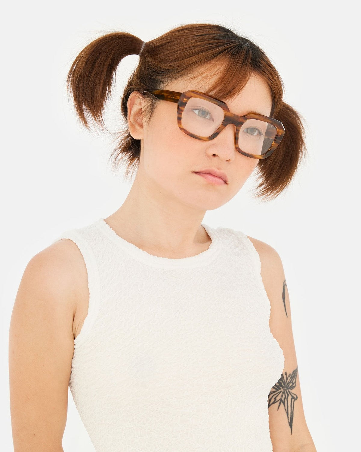 Model wearing RETROSUPERFUTURE Numero 125 Tangeri sunglasses.