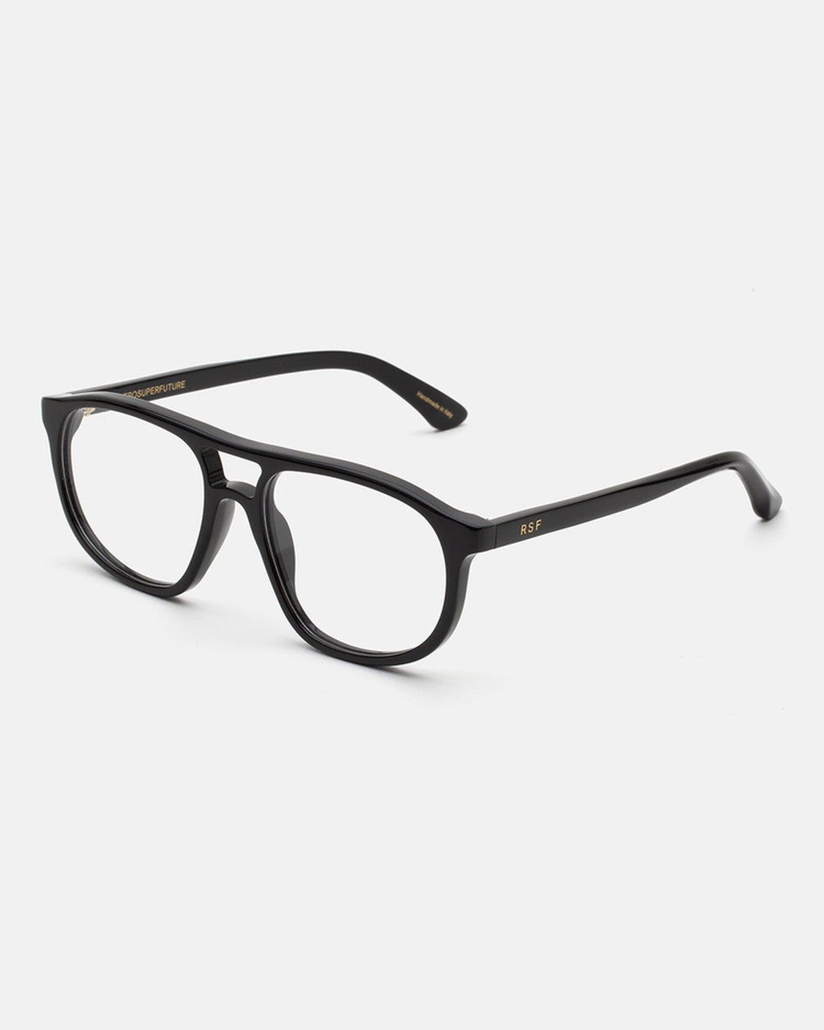 Angled view of RETROSUPERFUTURE Numero 127 Black sunglasses.
