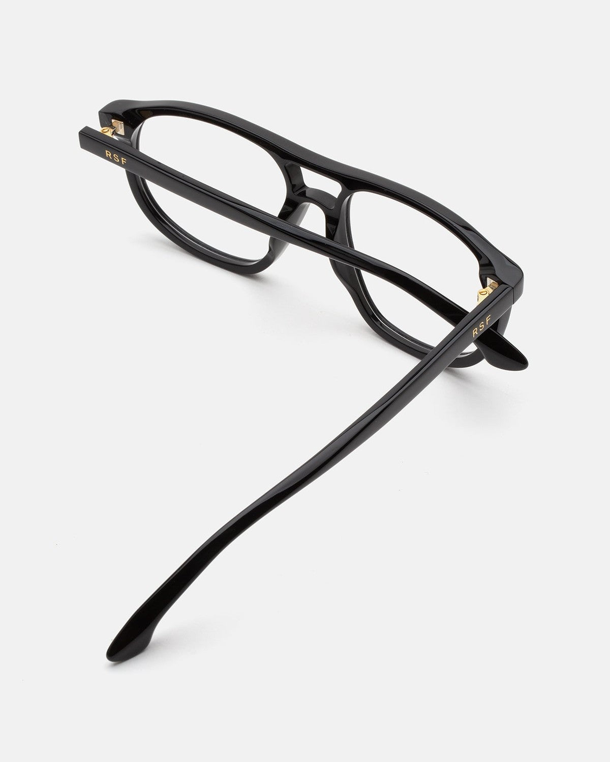 Interior view showing the temple and hinge construction of RETROSUPERFUTURE Numero 127 Black sunglasses.