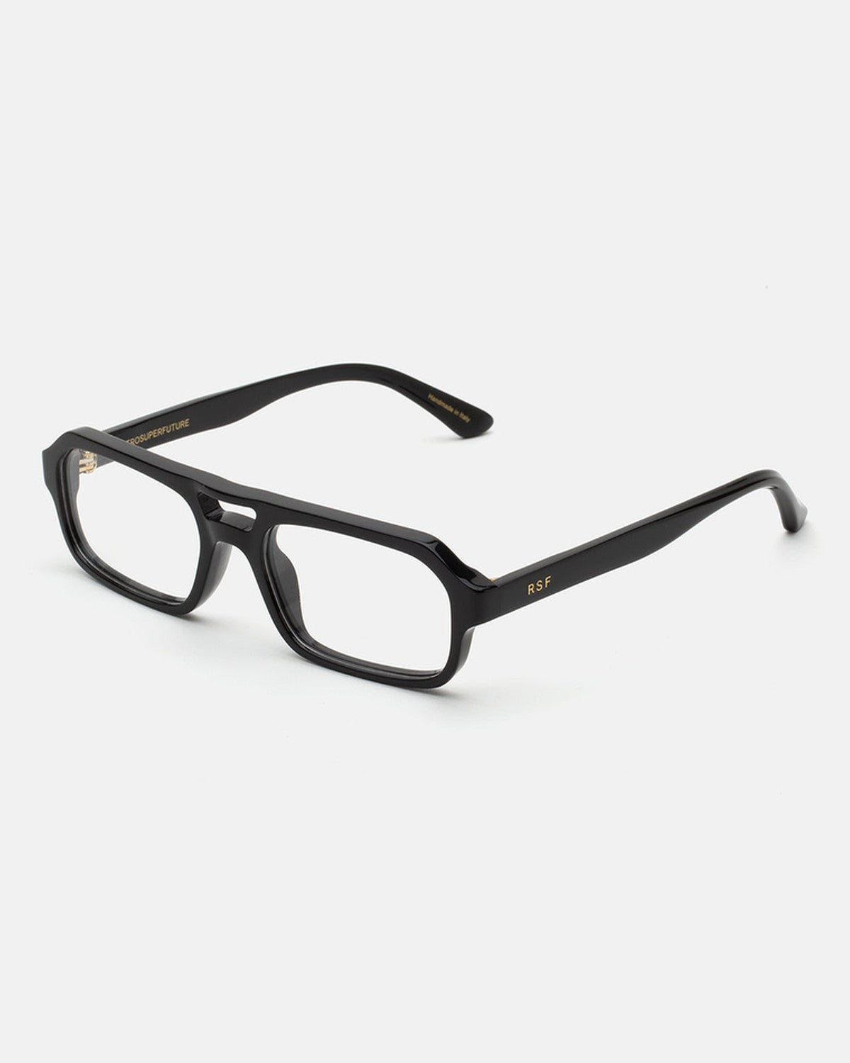 Angle view of RETROSUPERFUTURE Numero 128 Black sunglasses.