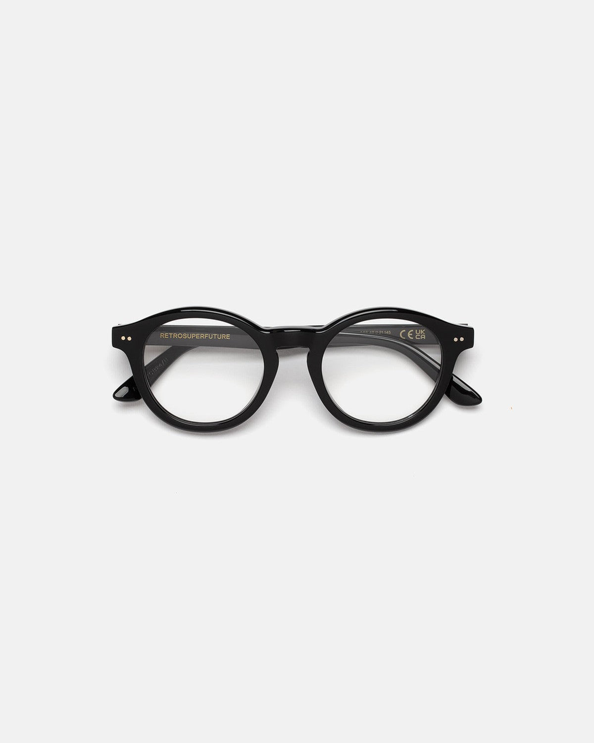 Front view of RETROSUPERFUTURE Numero 129 Black sunglasses.
