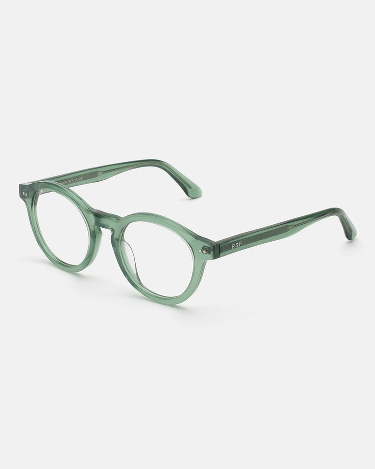 Angle view of RETROSUPERFUTURE Numero 129 Salvia sunglasses.