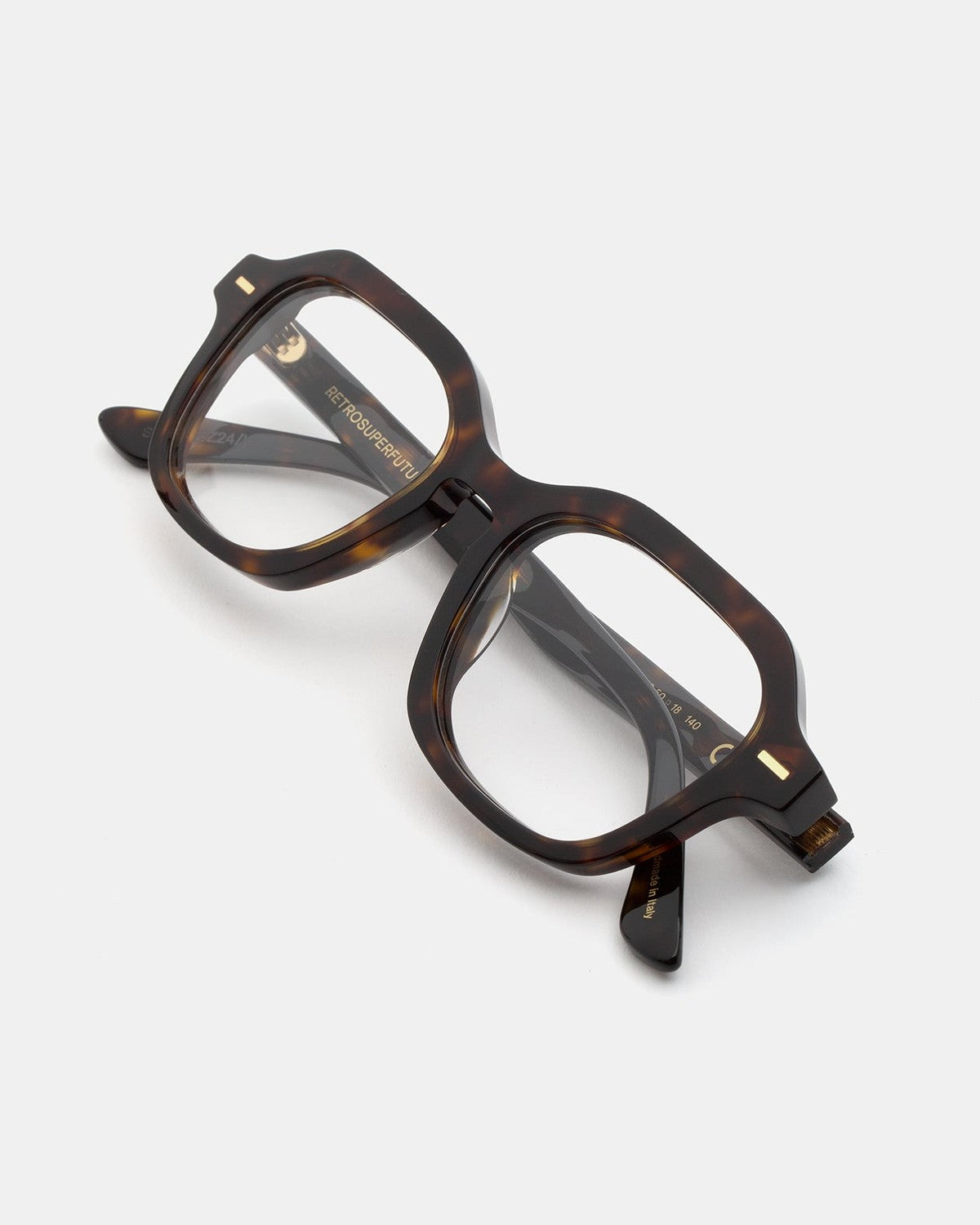 Overhead view of folded RETROSUPERFUTURE Numero 130 Havana sunglasses.