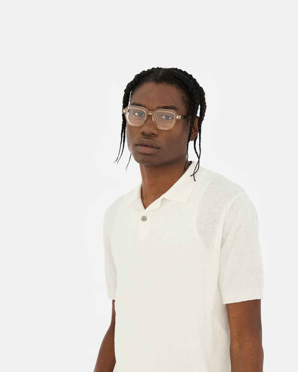 Model wearing RETROSUPERFUTURE Numero 130 Resina sunglasses.