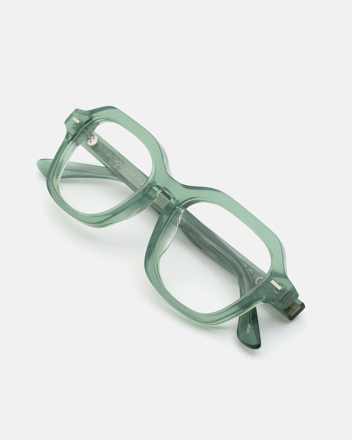 Folded view of RETROSUPERFUTURE Numero 130 Salvia sunglasses.