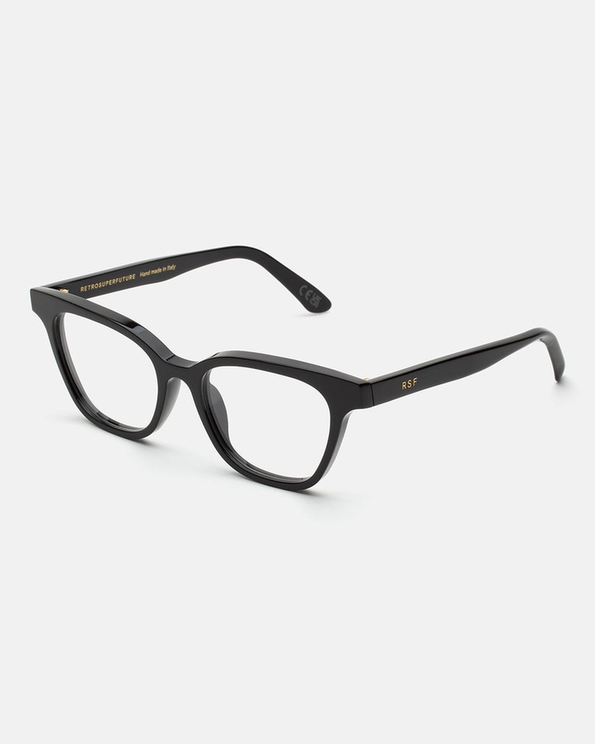 Angle view of RETROSUPERFUTURE Numero 131 Black sunglasses.