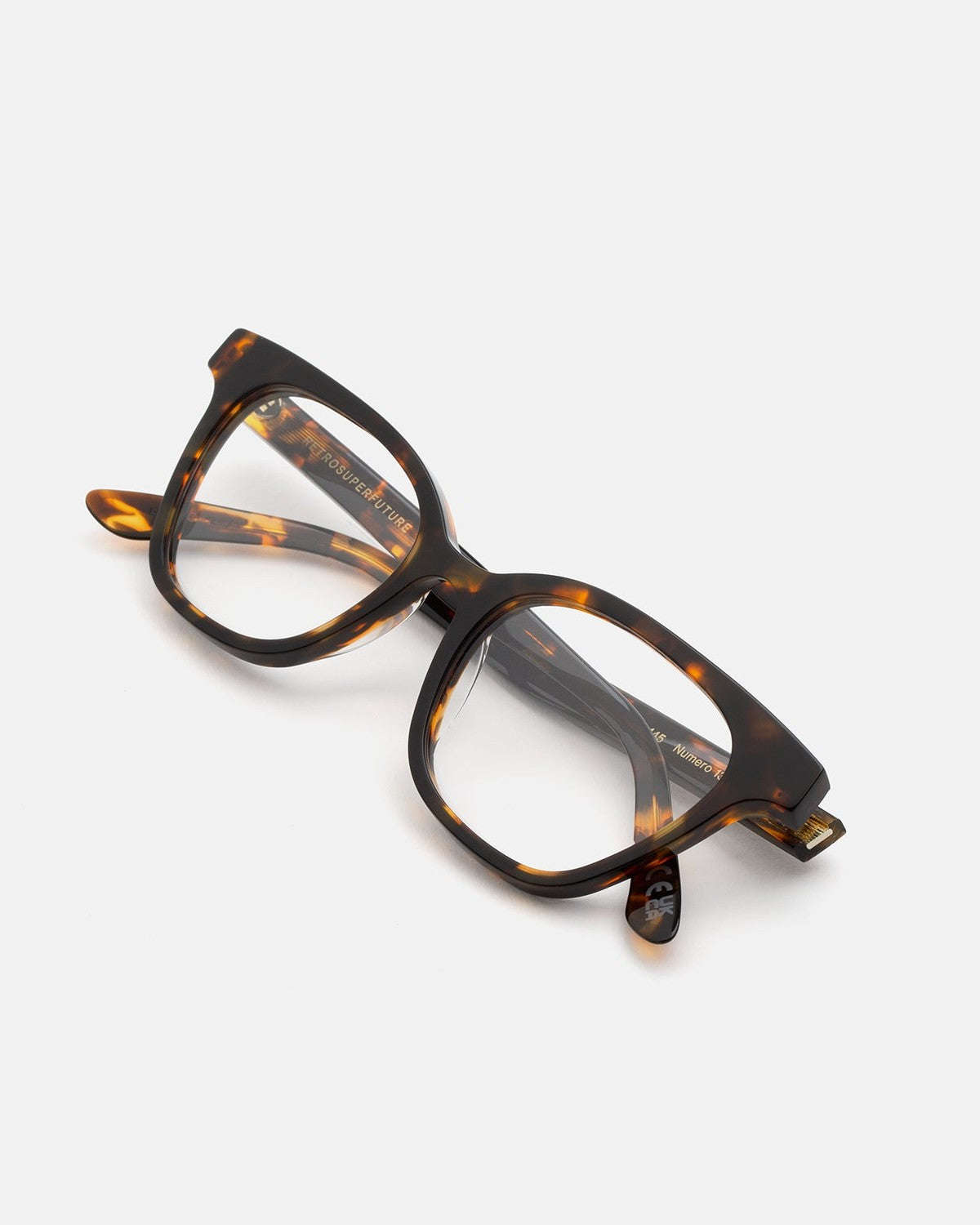 Overhead view of RETROSUPERFUTURE Numero 131 Burnt havana sunglasses.