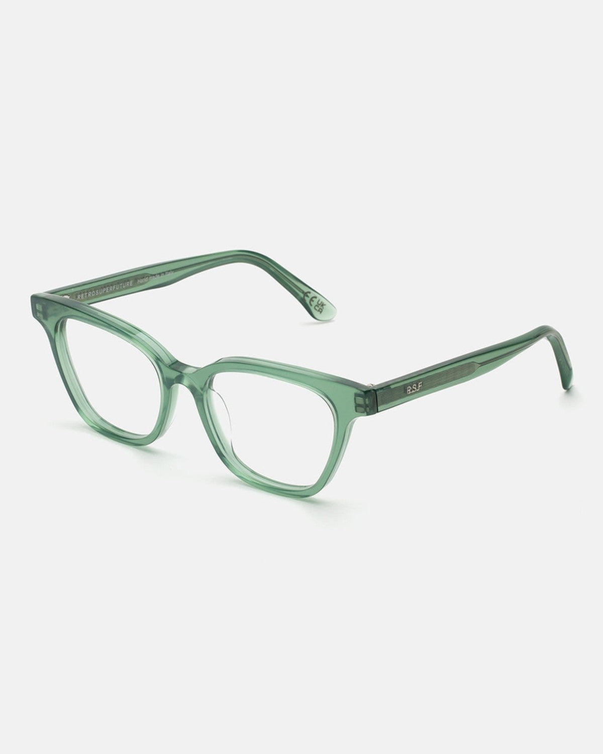 Angle view of RETROSUPERFUTURE Numero 131 Salvia sunglasses.