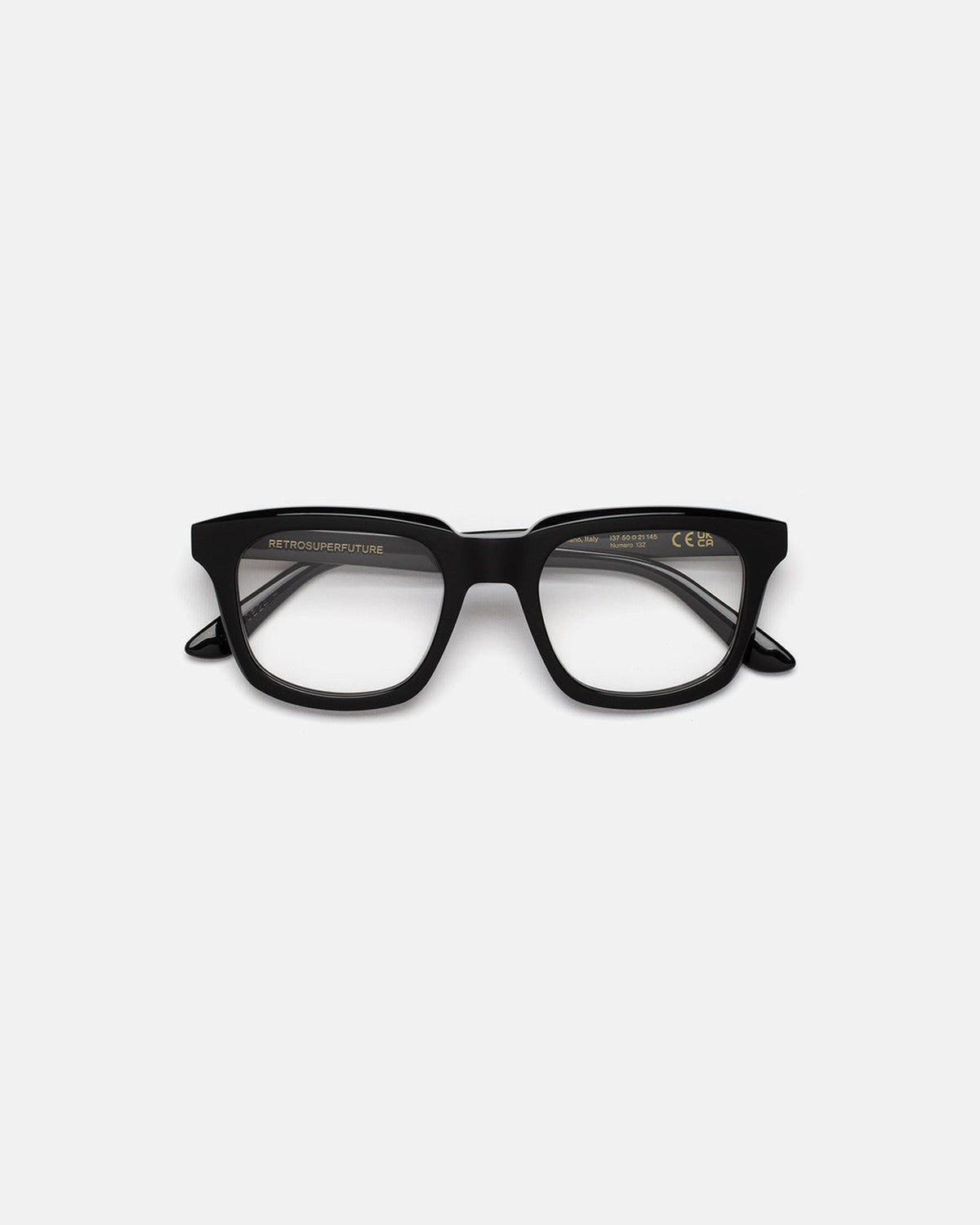 Front view of RETROSUPERFUTURE Numero 132 Black sunglasses.