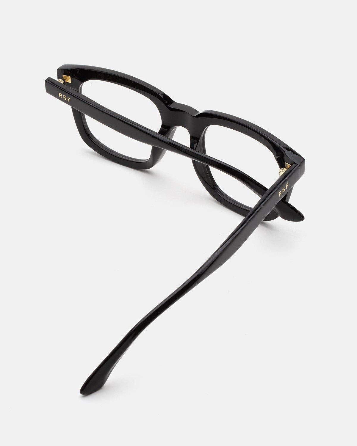 Three-quarter view from above showing the temples of RETROSUPERFUTURE Numero 132 Black sunglasses.
