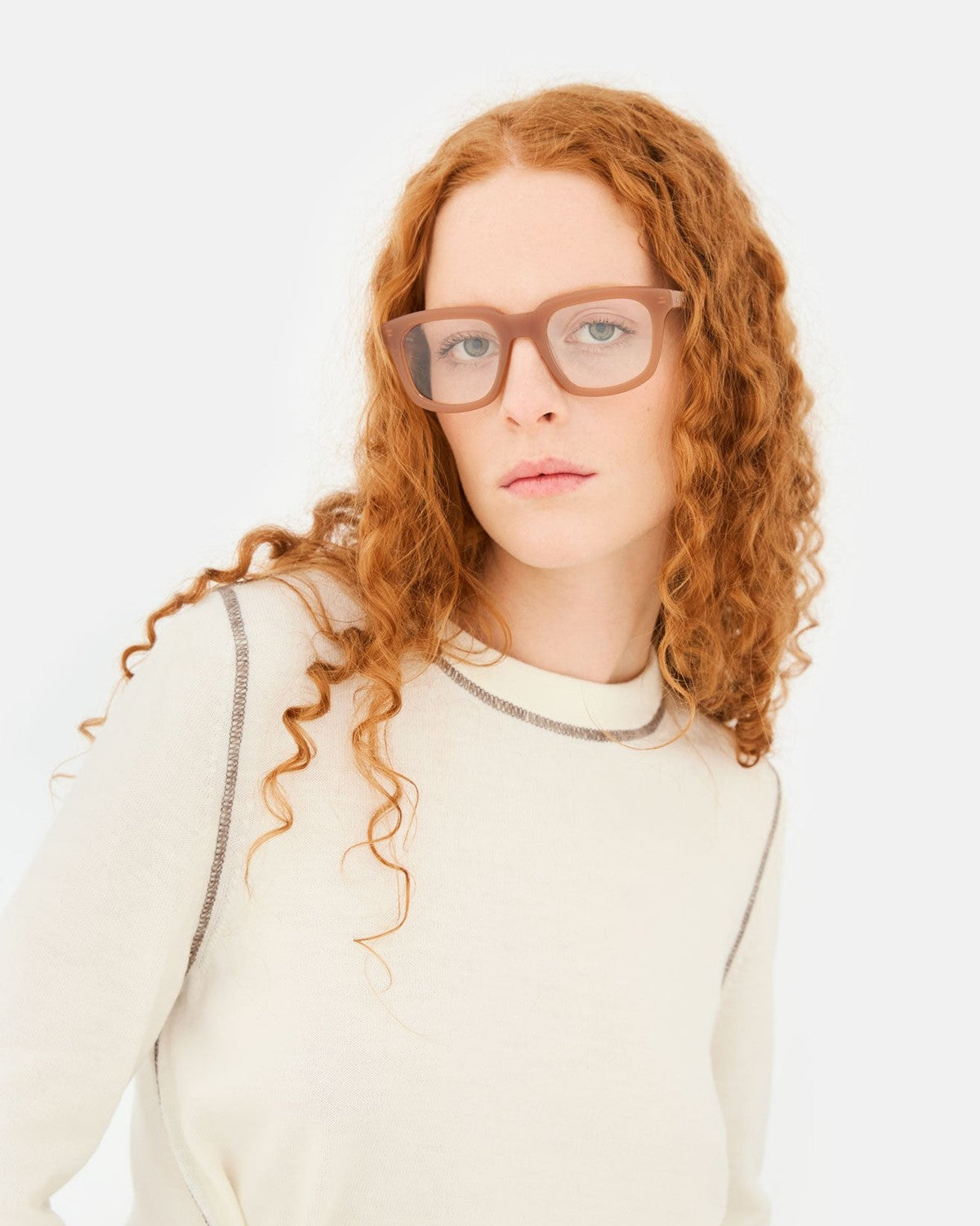 Front view of model wearing RETROSUPERFUTURE Numero 132 Cola sunglasses.