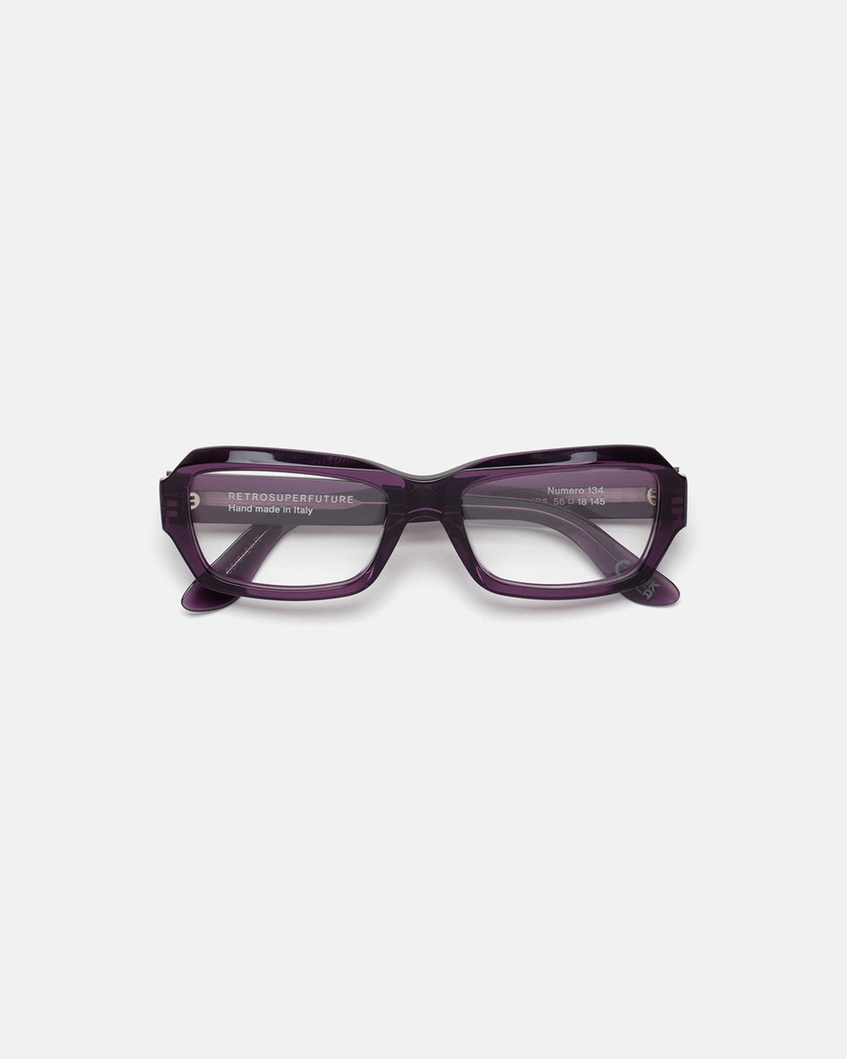 Folded front view of RETROSUPERFUTURE Numero 134 Melanzana sunglasses.