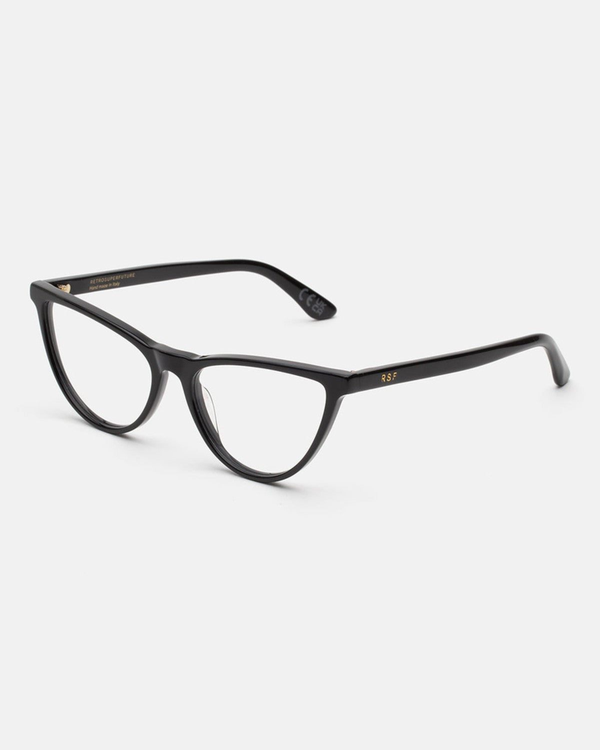 Angle view of RETROSUPERFUTURE Numero 135 Black sunglasses.