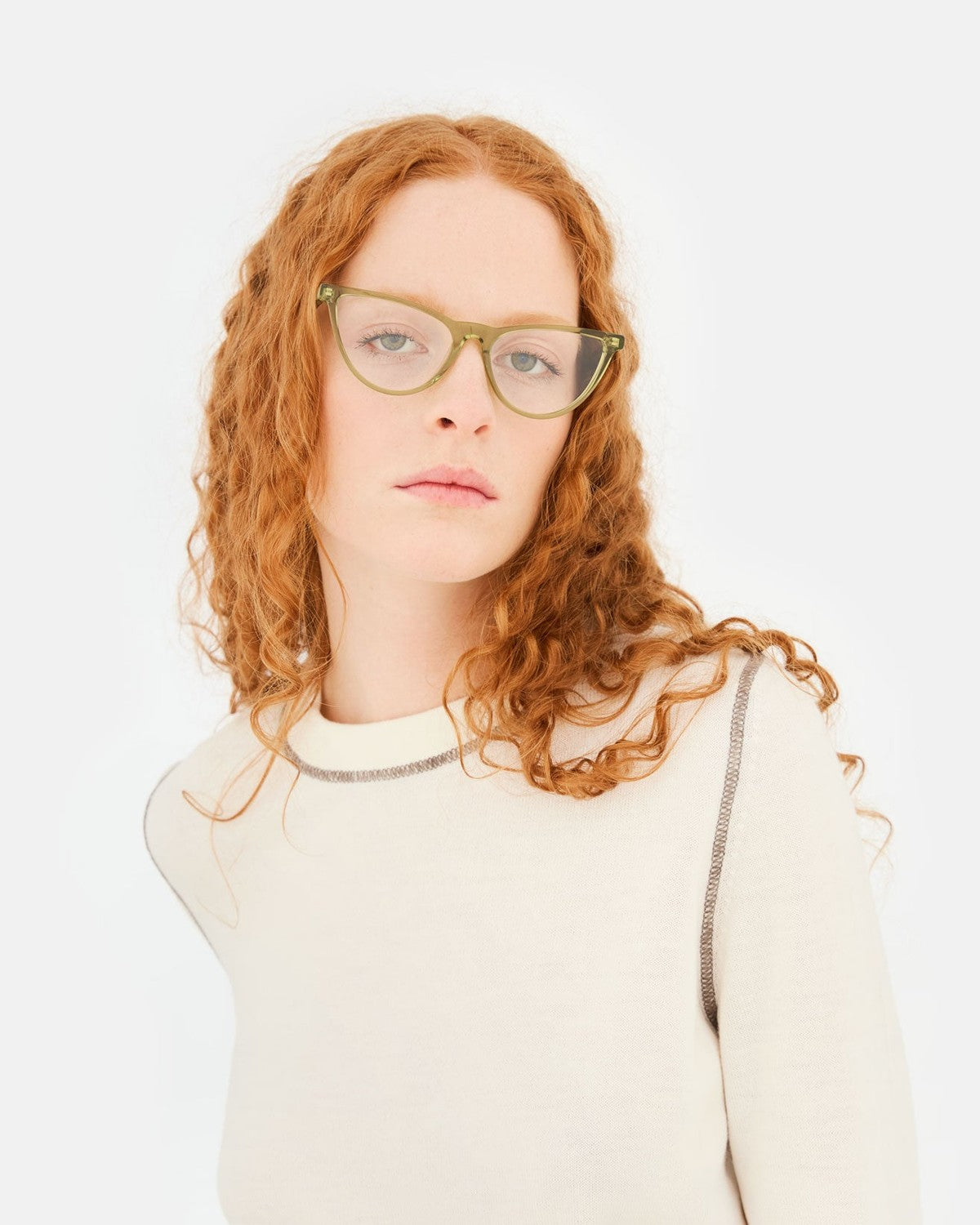 Model wearing RETROSUPERFUTURE Numero 135 Mindless sunglasses.