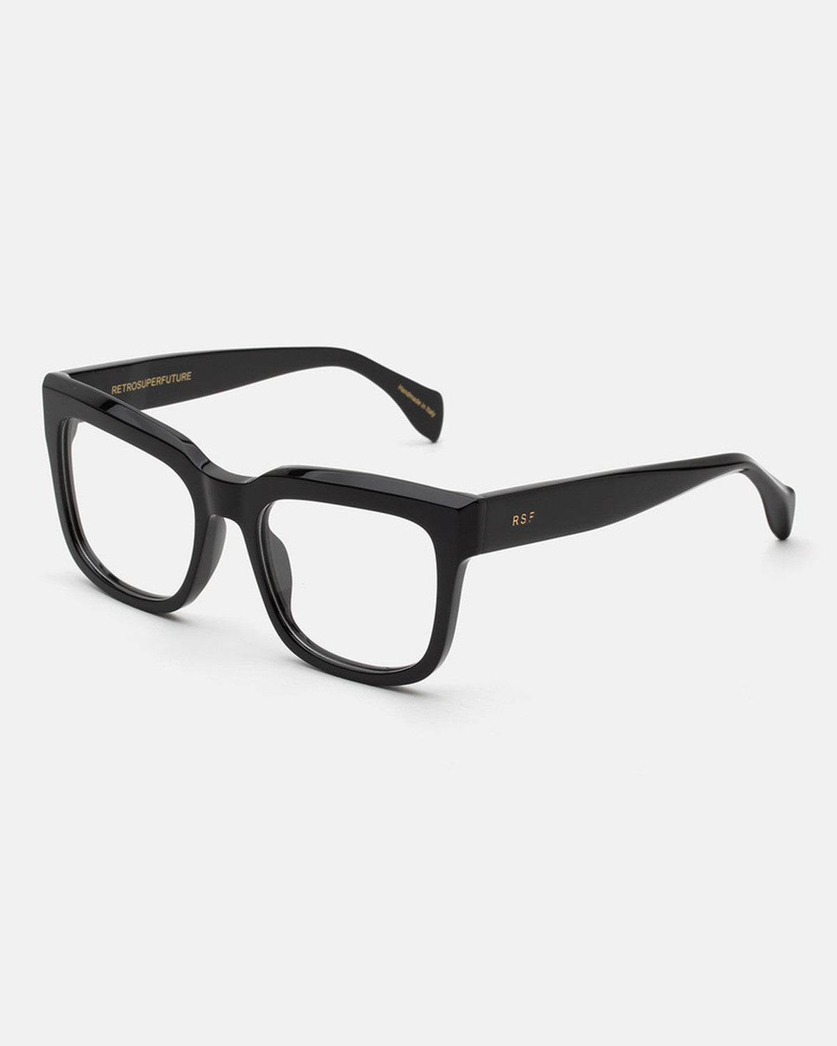 Angle view of RETROSUPERFUTURE Numero 136 Black sunglasses.