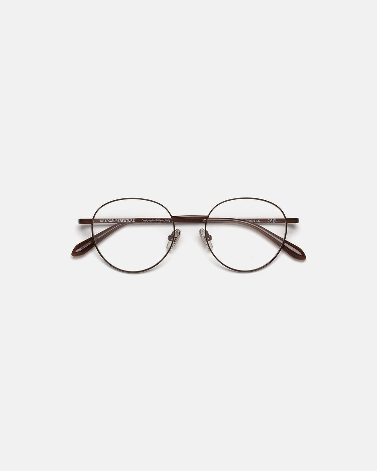 Front view of RETROSUPERFUTURE Numero 137 Dark Brown sunglasses.