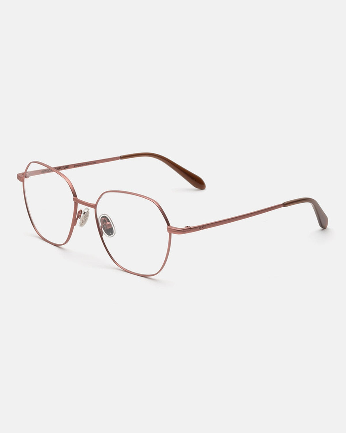 Angled view of RETROSUPERFUTURE Numero 138 Dark Brown sunglasses.