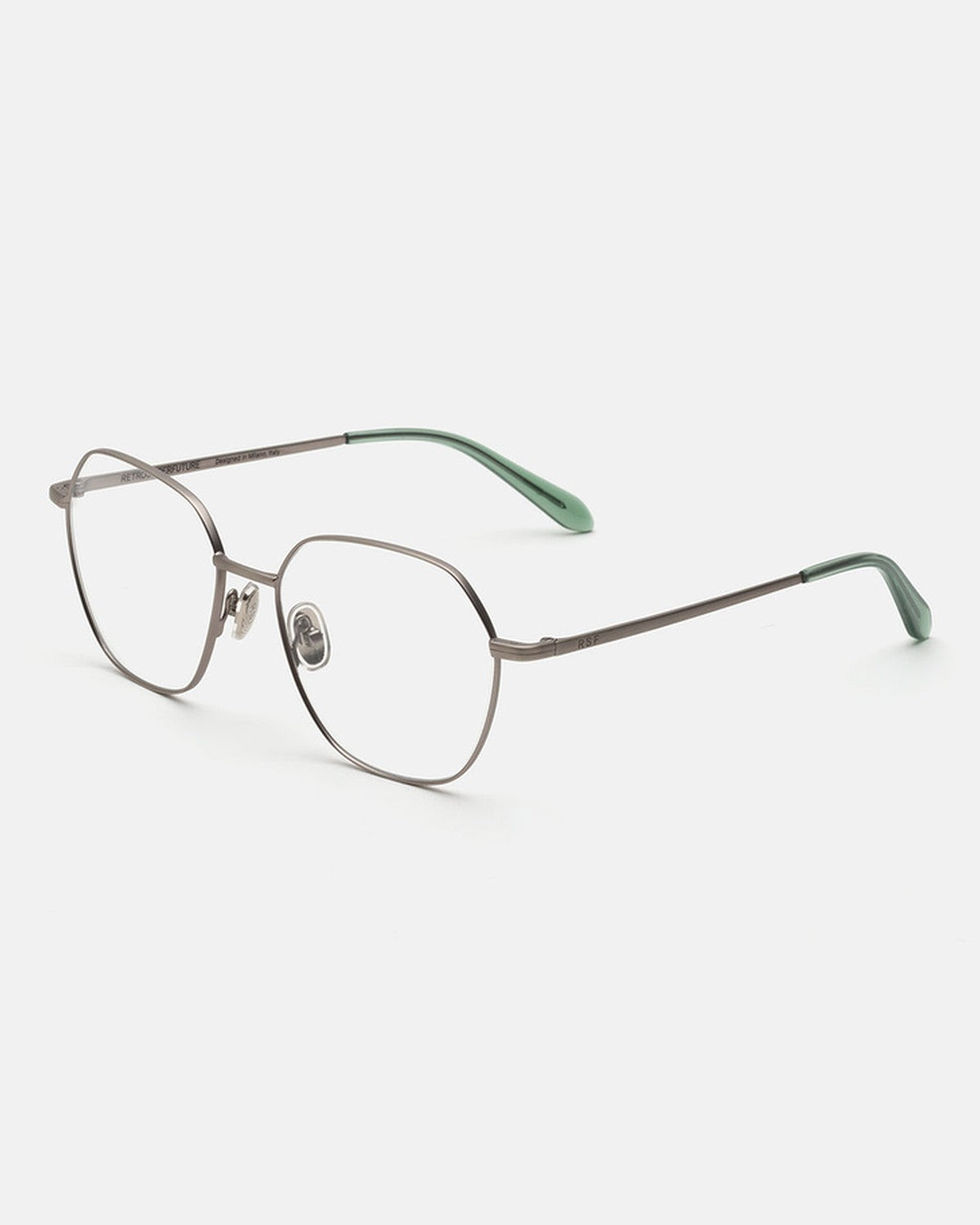 Angle view of RETROSUPERFUTURE Numero 138 Salvia sunglasses.