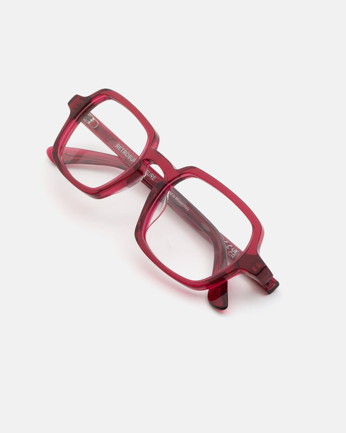 Overhead view of folded RETROSUPERFUTURE Numero 141 Bordeaux sunglasses.