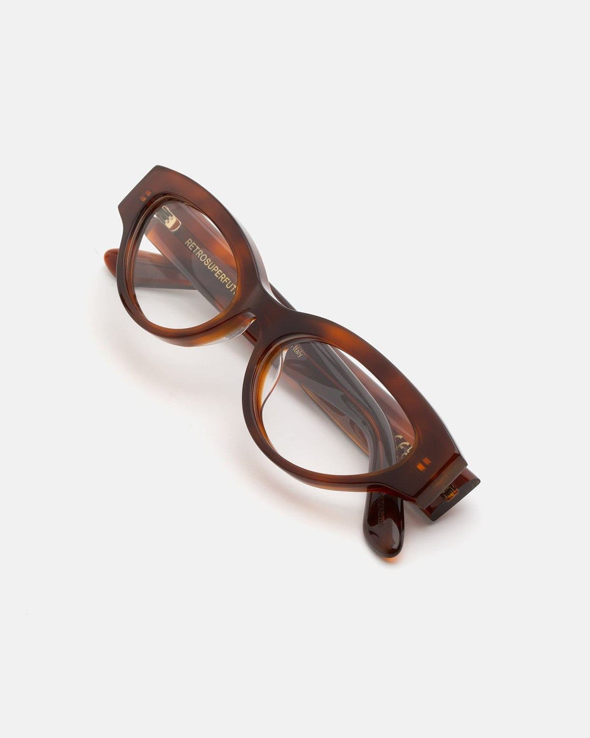 Folded view of RETROSUPERFUTURE Numero 147 Tabacco sunglasses.