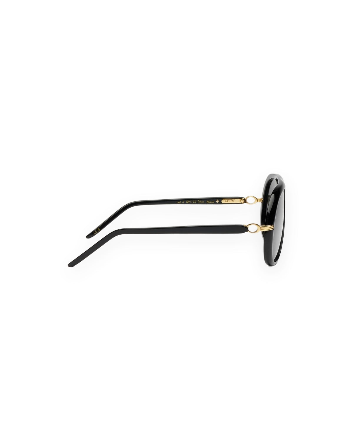 Interior side view of CHIMI Oona Black sunglasses.