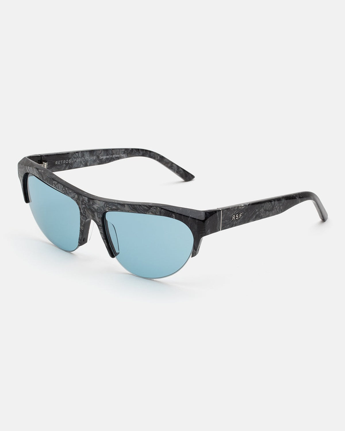 Angle view of RETROSUPERFUTURE Ora Granito sunglasses showing the right temple.