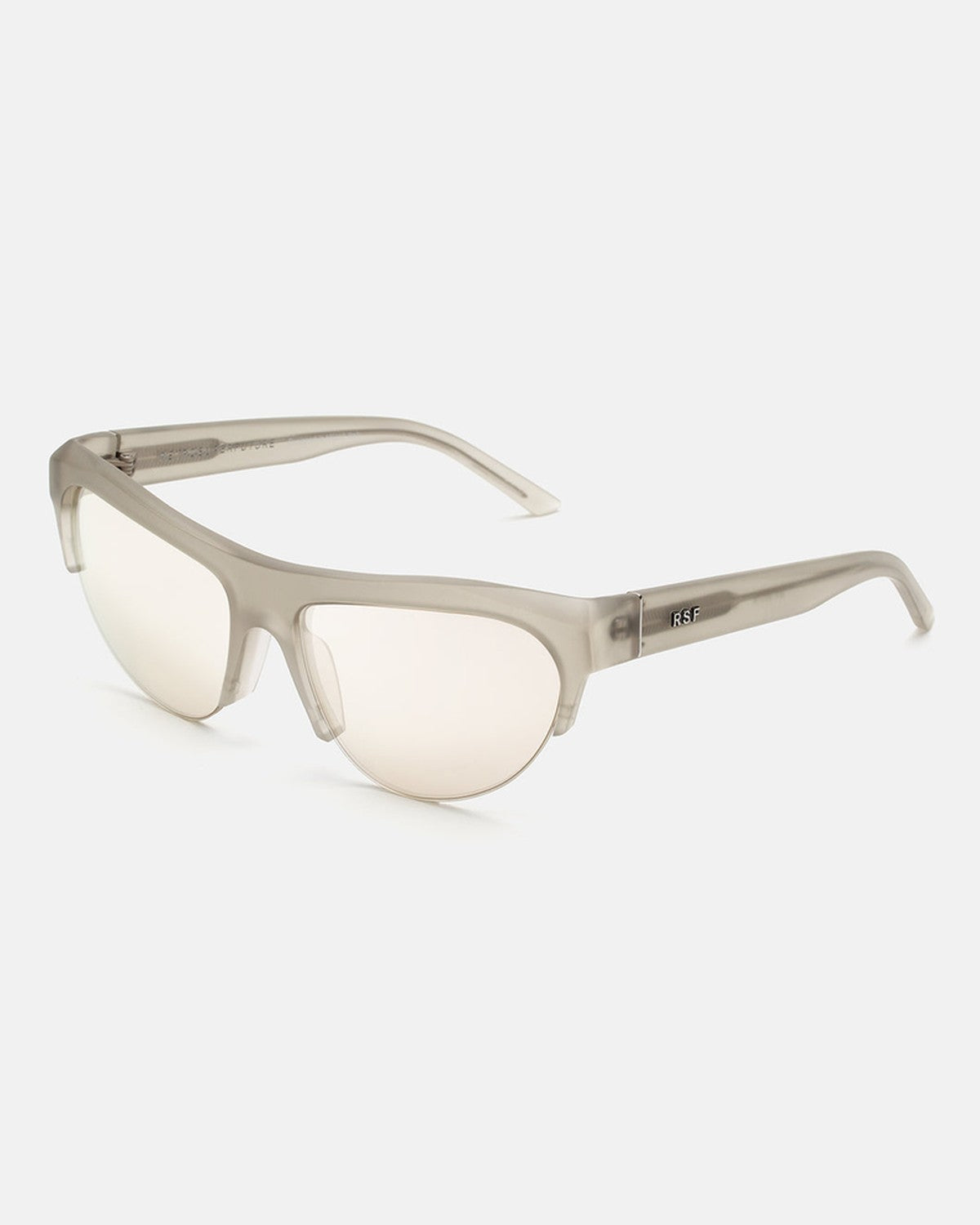 Angle view of RETROSUPERFUTURE Ora Nebbia sunglasses showing the temple and R&F branding.