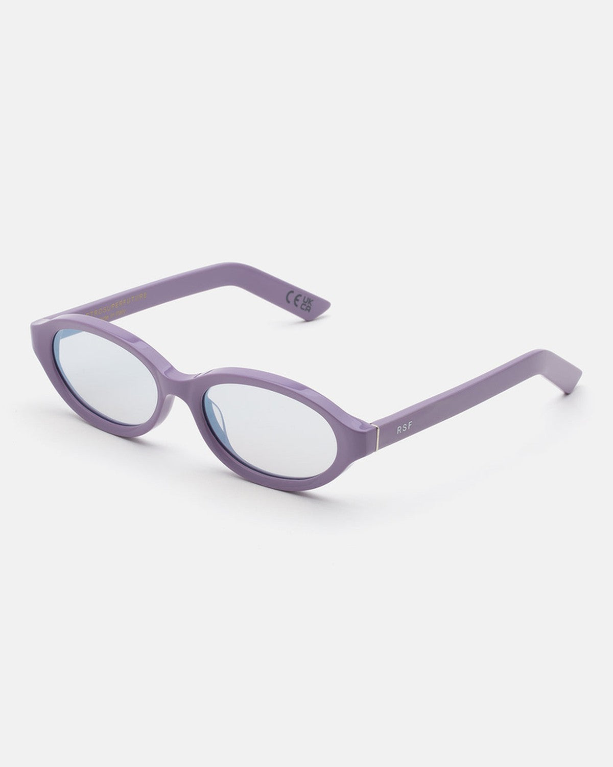 Angled view of RETROSUPERFUTURE Parola Caramella sunglasses showing the temple.