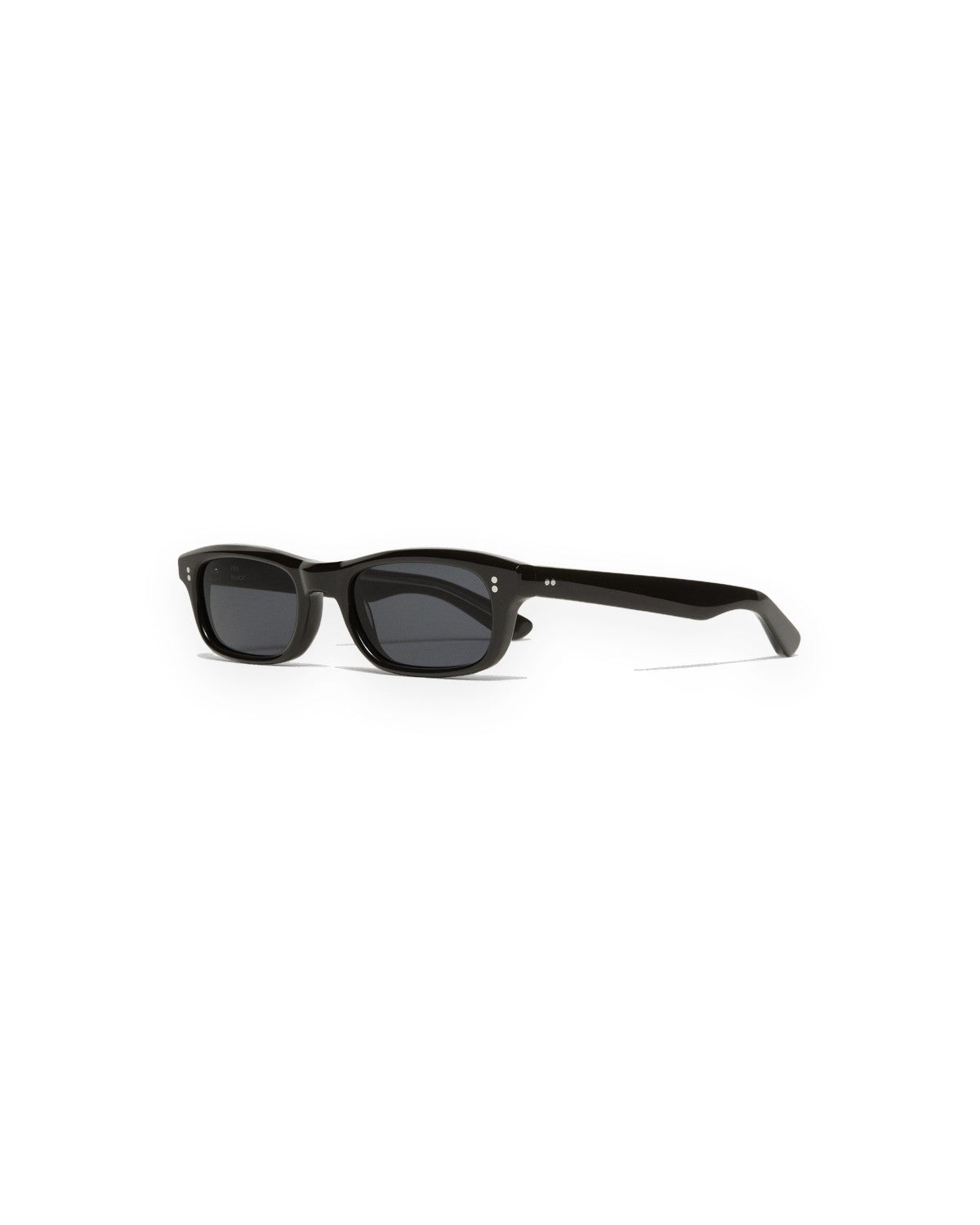 Angled view of CHIMI Pin Black Clear sunglasses showing the temple.