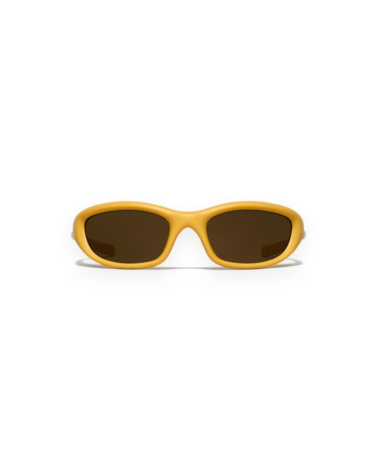 Front view of CHIMI Pogba Yellow Brown sunglasses with shadow.