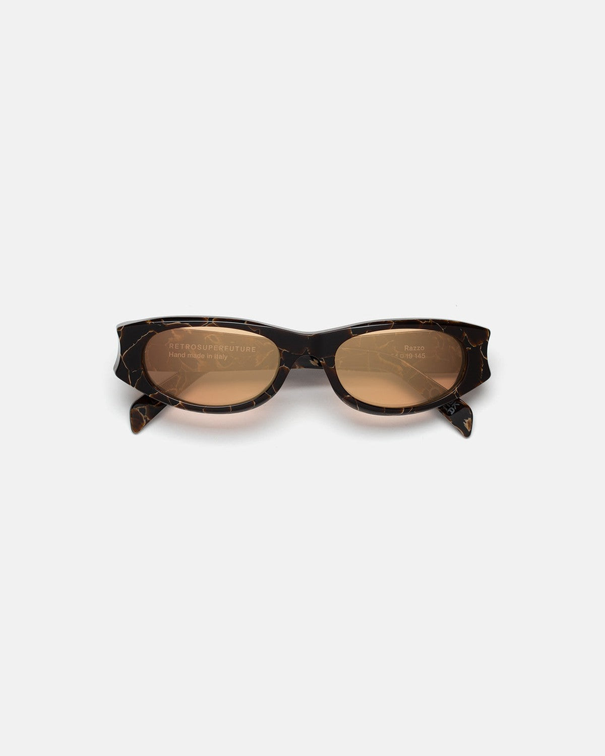 Front view of RETROSUPERFUTURE Razzo Brown Marble sunglasses.