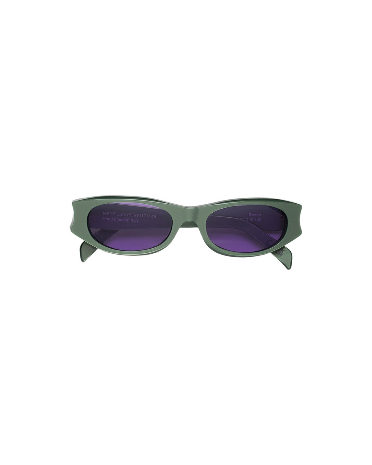 Front view of RETROSUPERFUTURE Razzo Metallic Mint sunglasses.