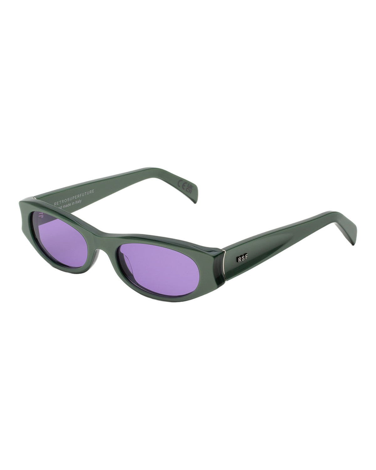 Angle view of RETROSUPERFUTURE Razzo Metallic Mint sunglasses.