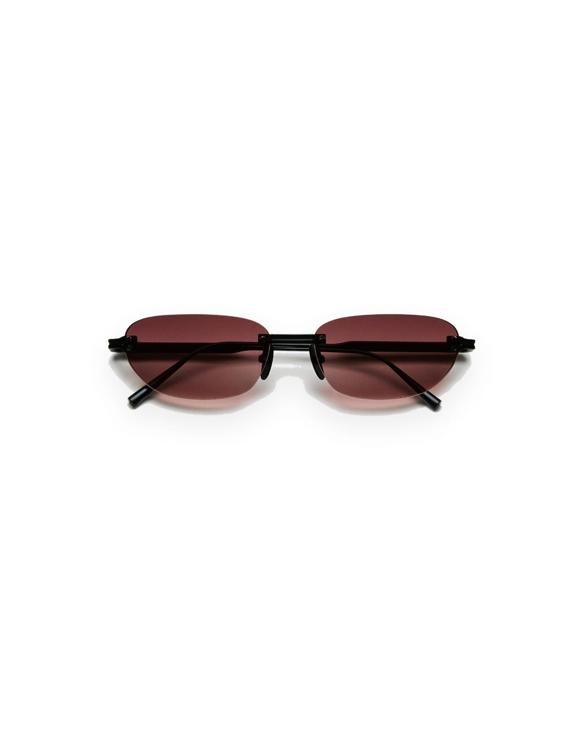 Front view of CHIMI Rimless Oval Burgundy Gradient Red sunglasses.