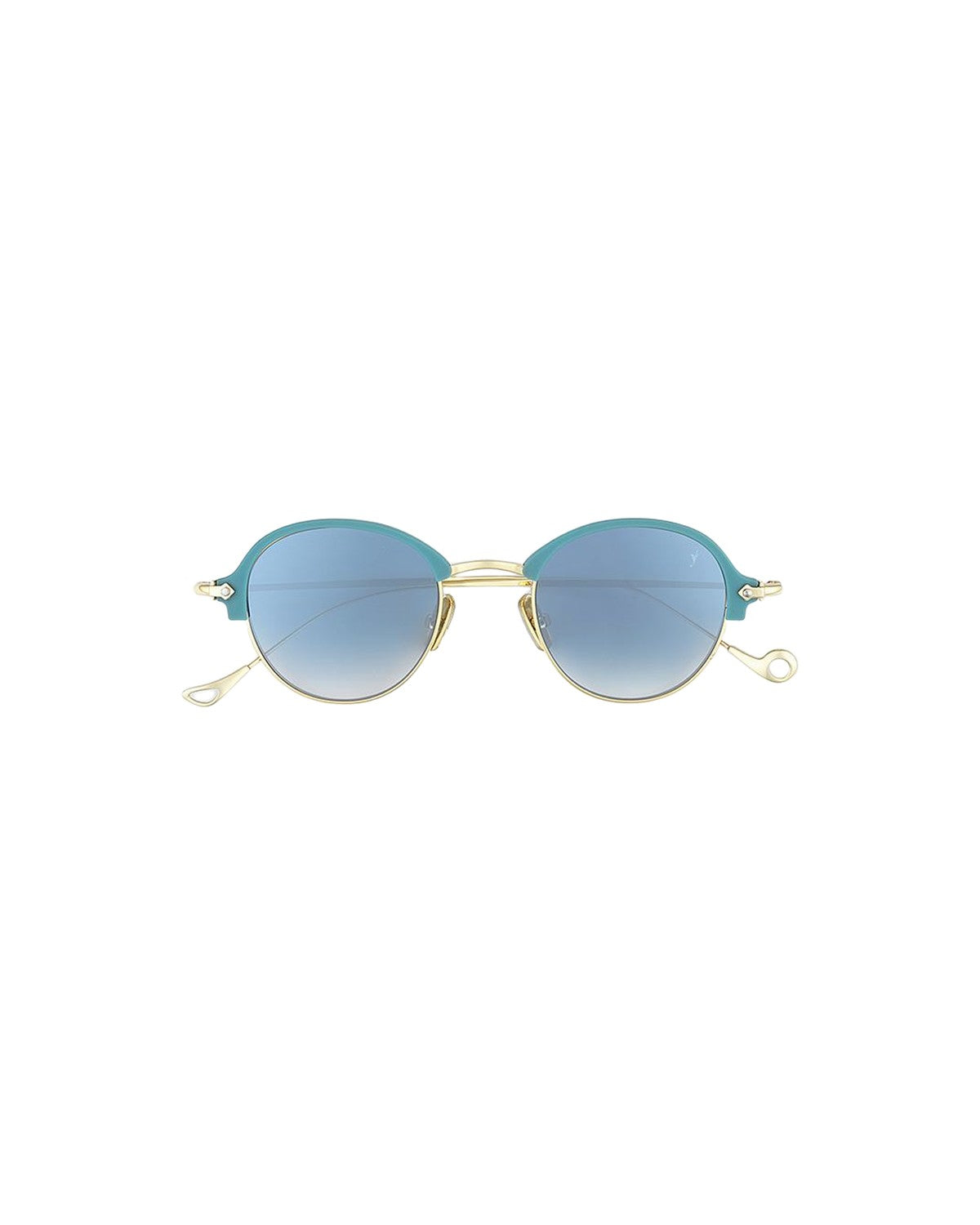 Front view of EYEPETIZER ROBERT C.P-4-26F sunglasses with blue gradient lenses and gold metal frames.