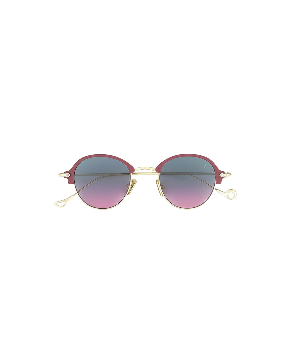 Front view of EYEPETIZER ROBERT C.Q-4-20 sunglasses with round lenses featuring gradient tint and gold metal frame.