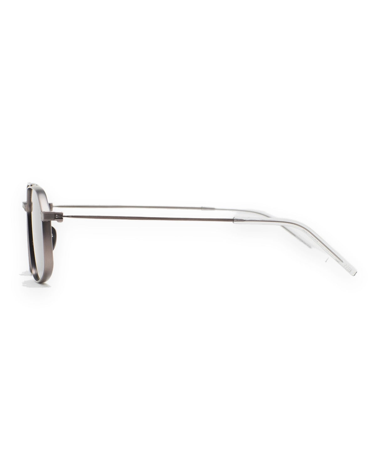 Side profile of folded KALEOS Ross Gun Matte Grey Mineral sunglasses.