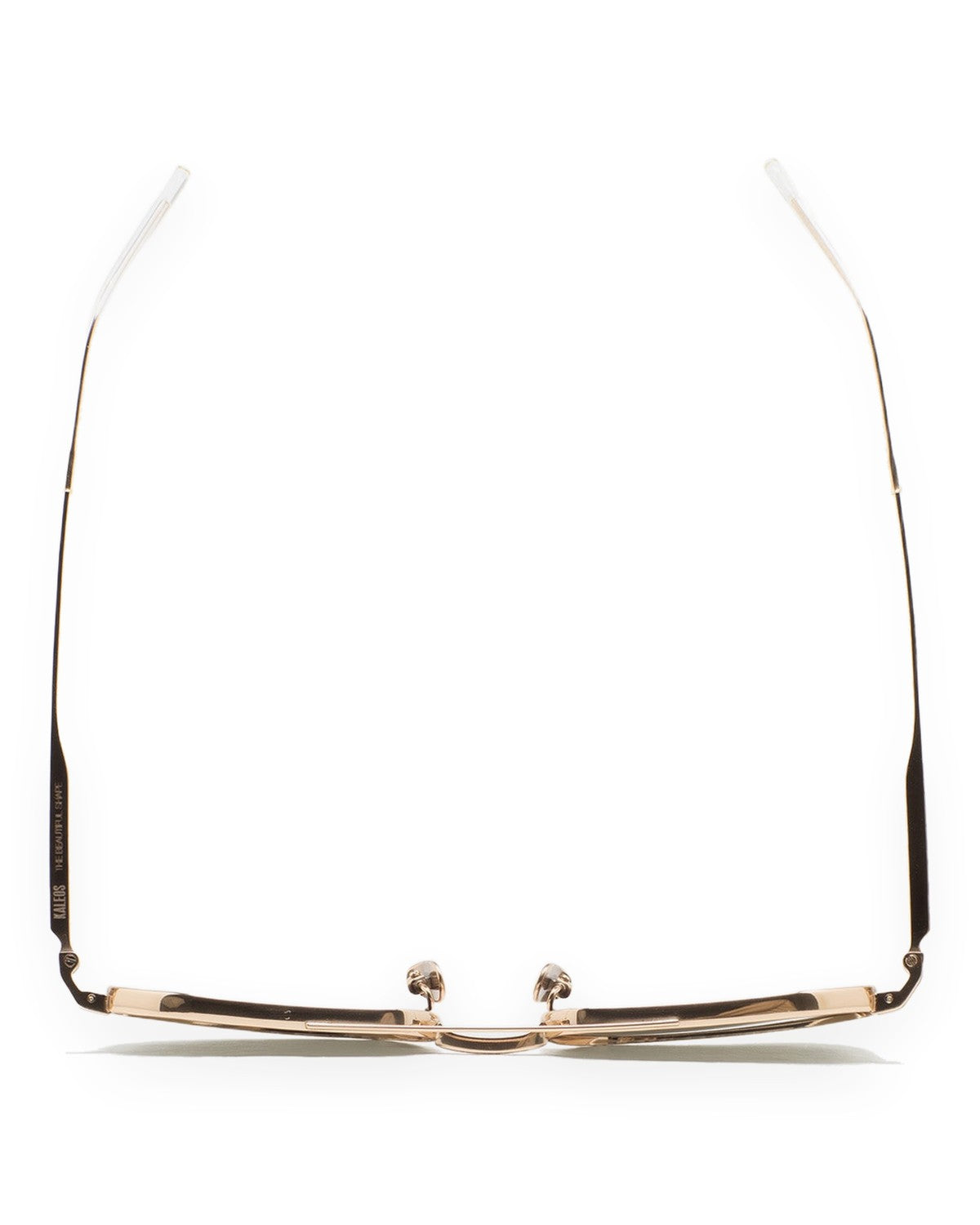 Top view of folded KALEOS Ross Gold Green Mineral sunglasses.