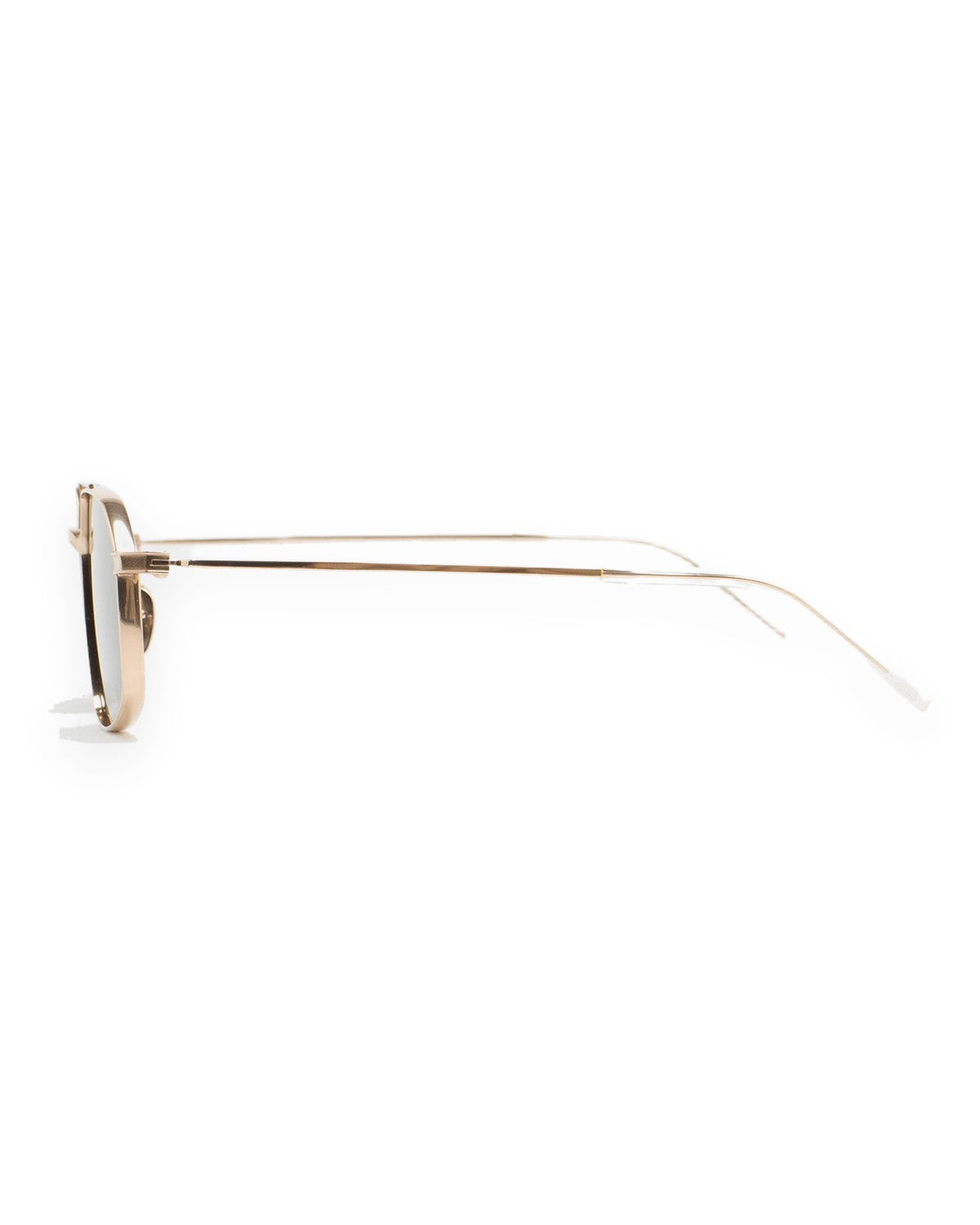 Side profile of folded KALEOS Ross Gold Green Mineral sunglasses.