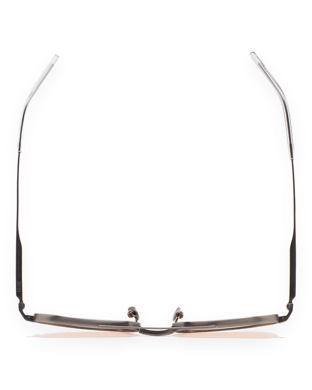 Top-down view of KALEOS Ross Gun Matte Brown Photochromic sunglasses.