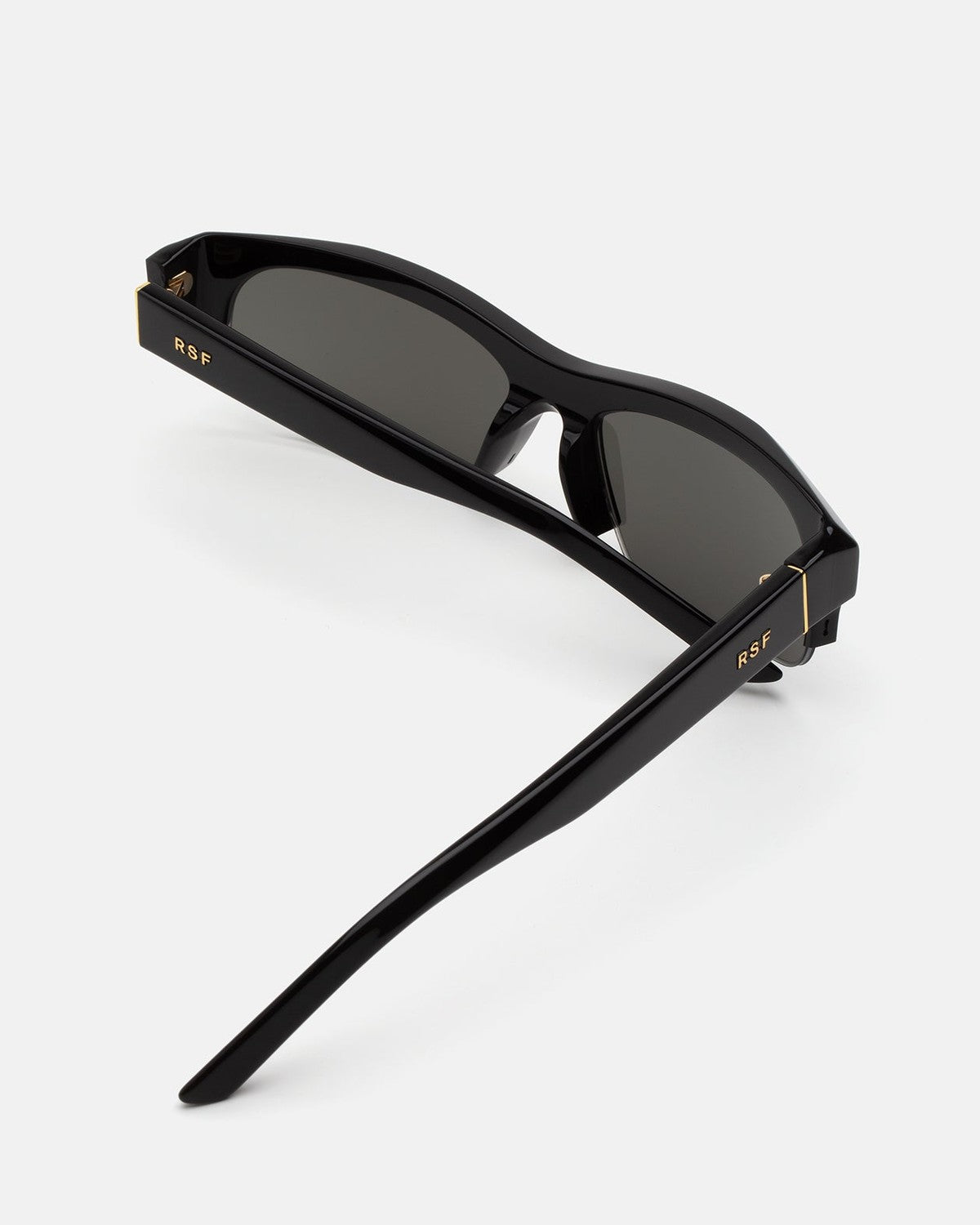 Side profile showing the temple of RETROSUPERFUTURE Scatto Black sunglasses.
