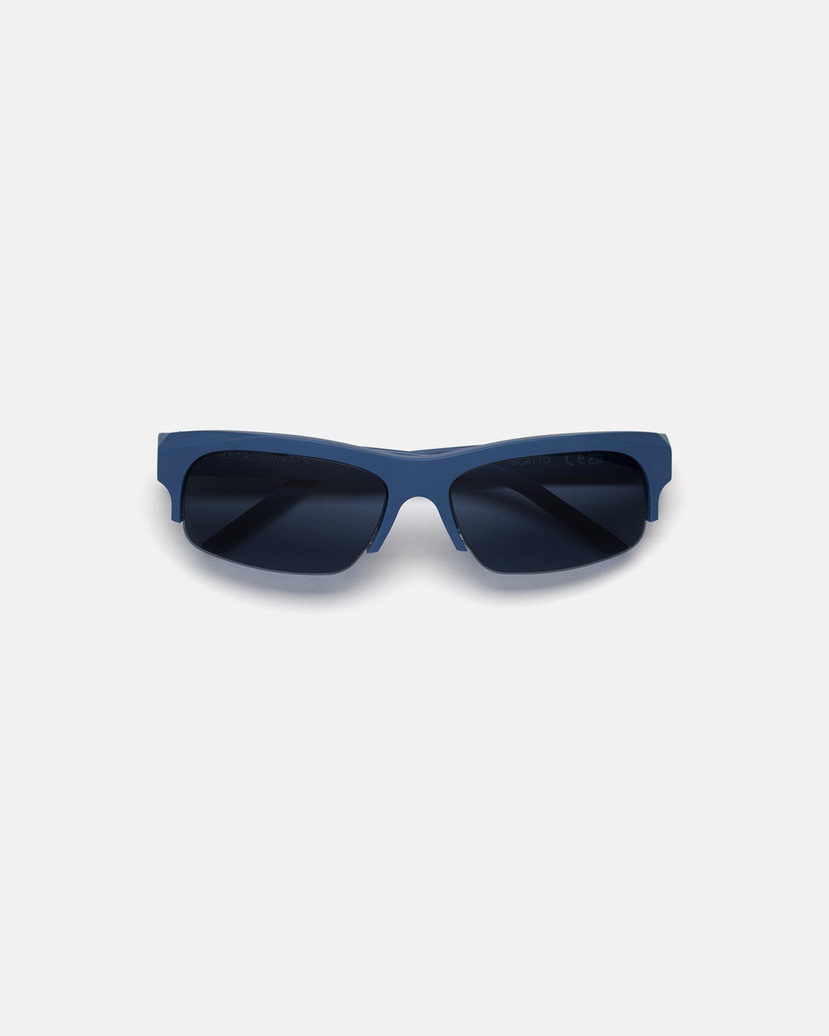 Front view of RETROSUPERFUTURE Scatto Dusty Blue sunglasses with temples folded.