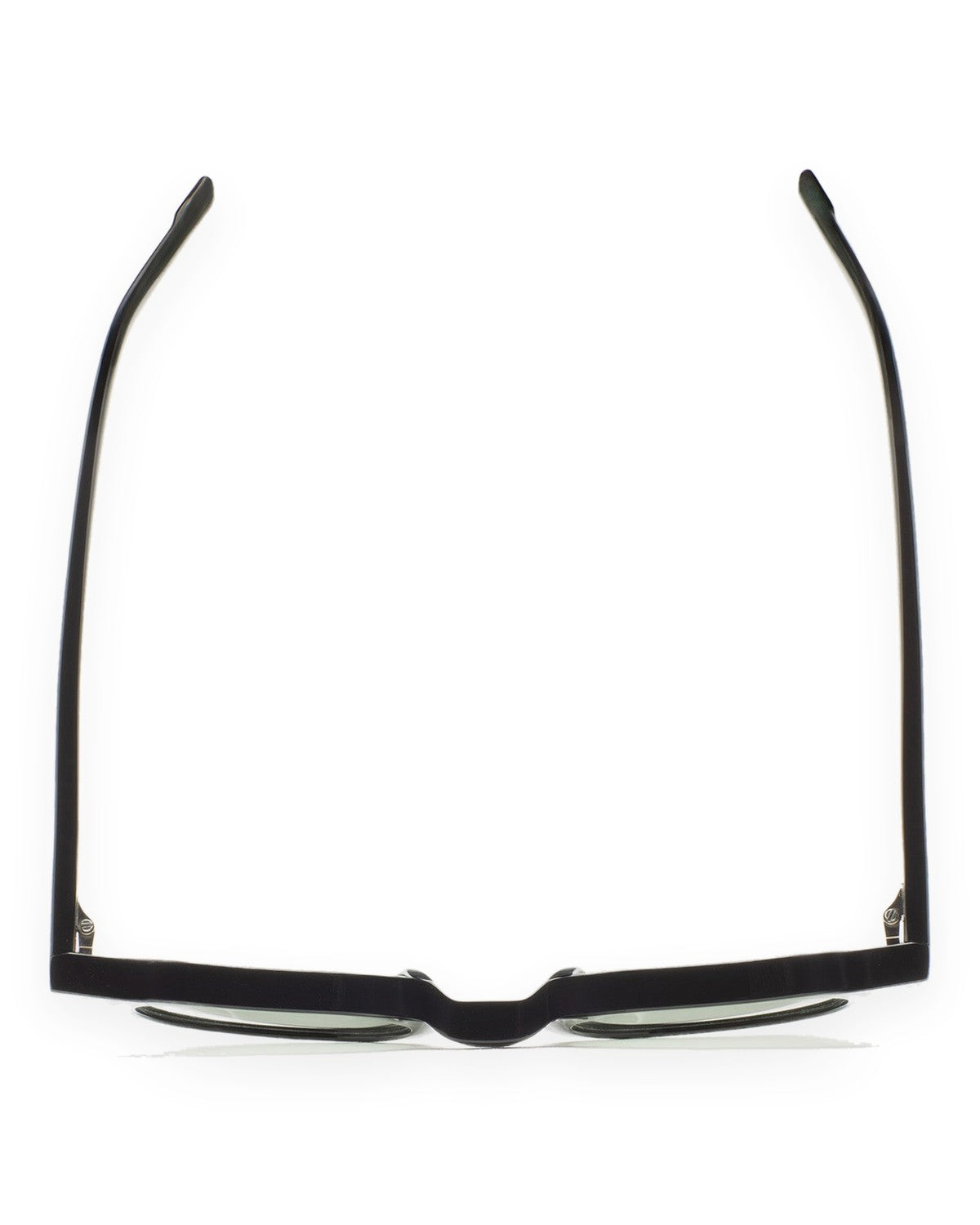 Overhead view of folded KALEOS Scott Black Matte Green Photochromic sunglasses.