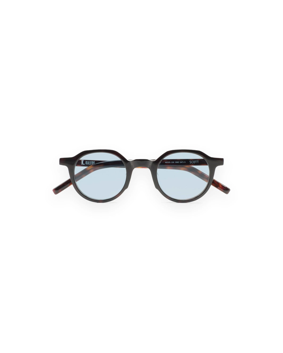 Front view of KALEOS Scott Dark Havana Blue sunglasses.